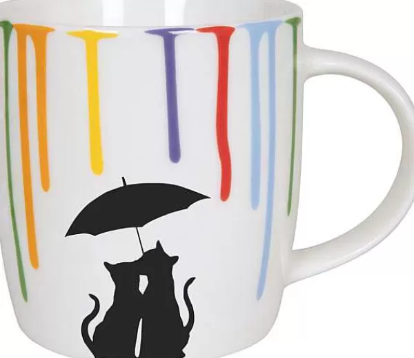 Könitz Porzellan Tiere<Tasse Regenbogentropfen-Katzen